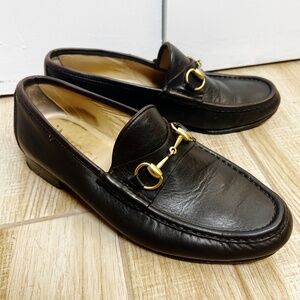Vintage Gucci 1953 Horsebit Loafers Dark Brown Leather Size 41 E Wide